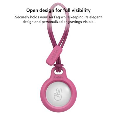 Belkin AirTag houder met bandje (stevige, beschermende houder voor Air Tag, accessoire dat beschermt tegen krassen), roze