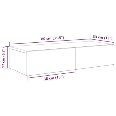 Wandschap met lades 80x33x17 cm bewerkt hout gerookt eikenkleur