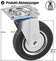 Metafranc Zwenkwiel Rubber 200Mm Vz W - WU0803080 - thumbnail