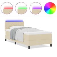 boxspringbed met matras & LED licht crèmekleurig 90x200 cm stof - thumbnail