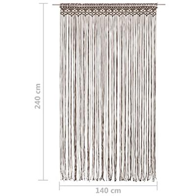 VidaXL Gordijn macramé 140x240 cm katoen taupe VidaXL Gordijn macramé 140x240 cm katoen taupe
