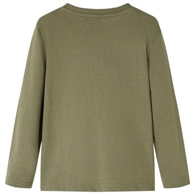 Kindershirt met lange mouwen fietsprint 116 kakikleurig