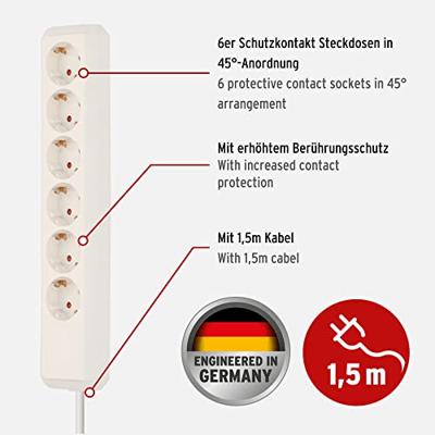 Brennenstuhl Eco-Line 6-voudig wit 1,5m H05VV-F 3G1,5 - 1159420015