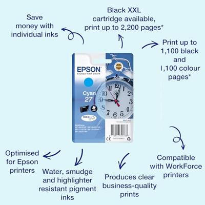 Epson Inktcartridge 27 Origineel Cyaan C 13 T 27024012
