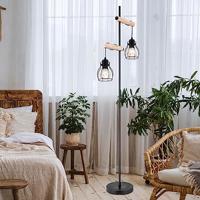 Globo Staande vloerlampMina zwart met hout - 153260S - thumbnail