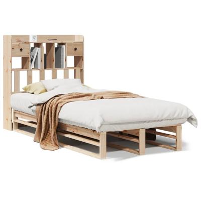 Bed met boekenkast zonder matras massief grenenhout 90x200 cm