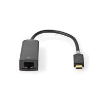 Nedis USB-C-adapterkabel | Type-C Male - RJ45 Female | 1 Gbit | 0,2 m | Antraciet - thumbnail