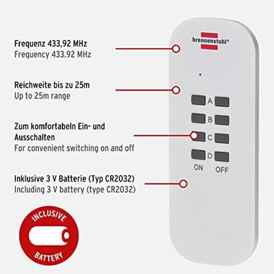 Brennenstuhl RC CE1 3001 1507040 Stopcontactset Draadloos 4-delig Binnen 1000 W Brennenstuhl RC CE1 3001 1507040 Stopcontactset Draadloos 4-delig Binnen 1000 W