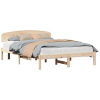 Bedframe met hoofdeinde Bruin 140 x 200 cm Massief grenenhout - thumbnail