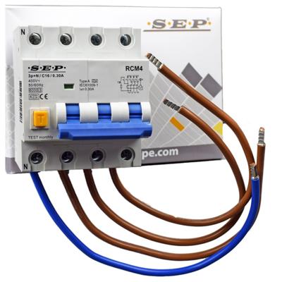 SEP uitbreidingset aardlekschakelaar en 3 fase installatieautomaat in een 30mA 3polig+N C16