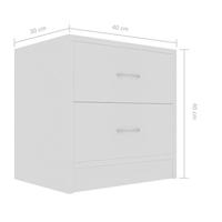 Nachtkastjes 2 st 40x30x40 cm bewerkt hout wit - thumbnail