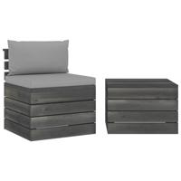 2-delige Loungeset met kussens pallet massief grenenhout - thumbnail