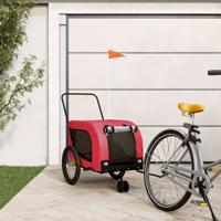 VidaXL Hondenfietstrailer oxford stof en ijzer rood en zwart - thumbnail