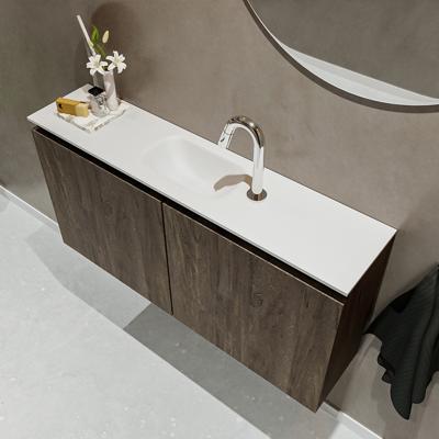 MONDIAZ TURE 100cm toiletmeubel dark brown. EDEN wastafel talc midden 1 kraangat