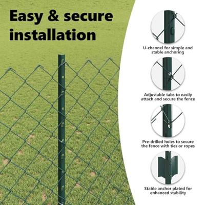 VidaXL Hek met paal groen 1,4 x 10 m staal en pvc