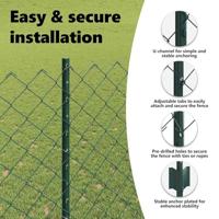 VidaXL Hek met paal groen 1,4 x 10 m staal en pvc - thumbnail