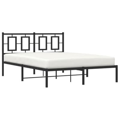 Bedframe met hoofdbord metaal zwart 135x190 cm