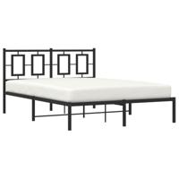 Bedframe met hoofdbord metaal zwart 135x190 cm - thumbnail