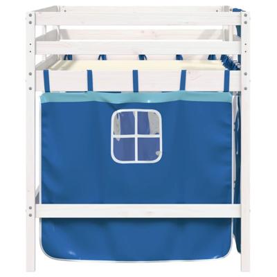Kinderhoogslaper met gordijnen 80x200 cm grenenhout blauw - thumbnail