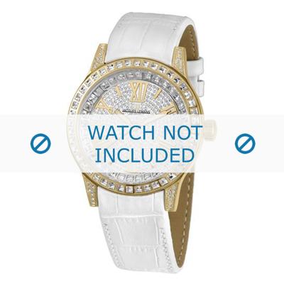 Jacques Lemans horlogeband 1-1798B Leder Wit + wit stiksel