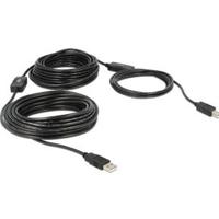 Delock USB-kabel USB 2.0 USB-A stekker, USB-B stekker 20.00 m Zwart UL gecertificeerd 83557 - thumbnail