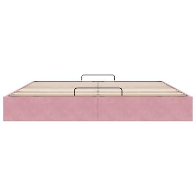 Ottoman bedframe zonder matras 160x200 cm fluweel roze