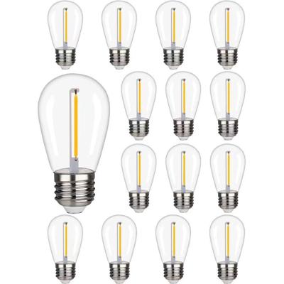 15x E27 LED Filament lamp - 1 Watt - 2700K warm wit - S14 - voor 12V aansluiting - Plastic