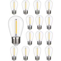 15x E27 LED Filament lamp - 1 Watt - 2700K warm wit - S14 - voor 12V aansluiting - Plastic - thumbnail