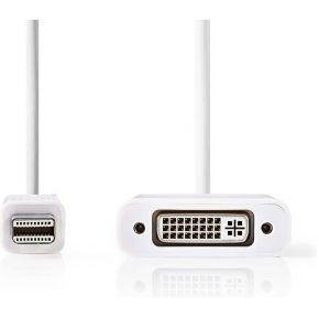 Mini DisplayPort-Kabel - DisplayPort 1.2 - Mini-DisplayPort Male - DVI-I 24+5-Pins Female - 21.6 Gbps - Vernikkeld - 0.20 m - Rond - PVC - Wit - Polybag