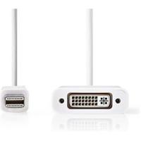 Mini DisplayPort-Kabel - DisplayPort 1.2 - Mini-DisplayPort Male - DVI-I 24+5-Pins Female - 21.6 Gbps - Vernikkeld - 0.20 m - Rond - PVC - Wit - Polybag - thumbnail