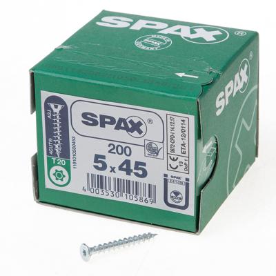 SPAX 1191010500453 R 88091 Senkkopf/T-STAR Verzonken houtschroef 5 mm 45 mm T-STAR plus Staal WIROX 200 stuk(s)