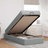 Bedframe met matras Lichtgrijs 90 x 200 cm Stof - thumbnail