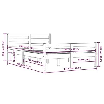 Bedframe massief hout 140x190 cm