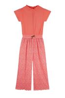 NoNo zomer jumpsuit meisjes - oranje koraal - Daisy AOP, plissee - Sylia - thumbnail