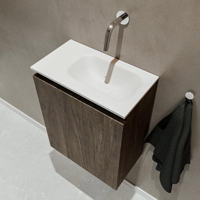 MONDIAZ TURE 40cm toiletmeubel dark brown. EDEN wastafel talc rechts geen kraangat