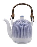 Japanse Theepot - Sendan Tokusa - Blauw/Wit Patroon - 600ml 14.7 x 13.7cm - thumbnail
