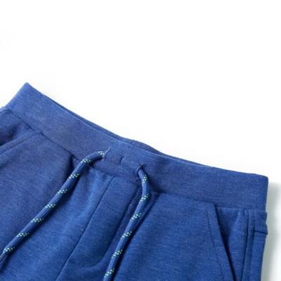 Kindershorts met trekkoord 128 gemleerd blauw