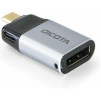 Dicota D32046 USB-C / DisplayPort Adapter [1x USB-C stekker - 1x DisplayPort bus] Zilver 8K UHD, Met laadbus - thumbnail