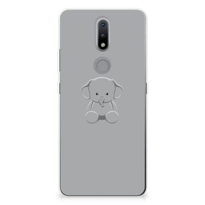 Nokia 2.4 Telefoonhoesje met Naam Grijs Baby Olifant Nokia 2.4 Telefoonhoesje met Naam Grijs Baby Olifant