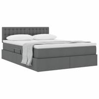 Opbergbed met matras Donkergrijs 140 x 190 cm Bewerkt hout - thumbnail