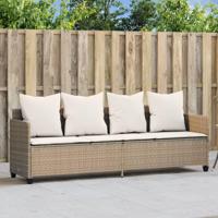 Ligbed met kussens poly rattan beige - thumbnail