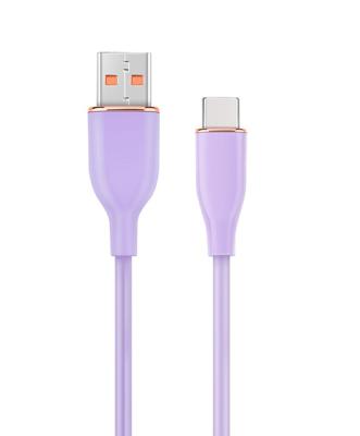 Premium siliconen USB-type-C oplaad- en datakabel, 1,5 m, paars