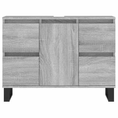 Badkamerkast 80x33x60 cm bewerkt hout grijs sonoma eikenkleurig