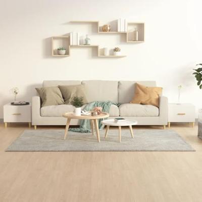 Salontafels 2 st 50x50x40 cm bewerkt hout hoogglans wit