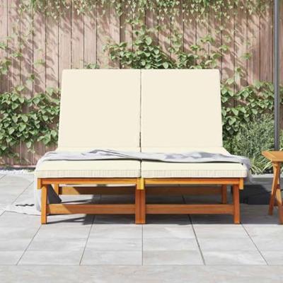 Ligstoel met kussen Bruin 125 x 200 x 84cm Massief acaciahout