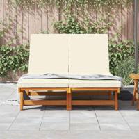 Ligstoel met kussen Bruin 125 x 200 x 84cm Massief acaciahout - thumbnail