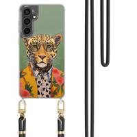 Samsung Galaxy S23 FE hoesje met zwart koord - Luipaard hipster - thumbnail