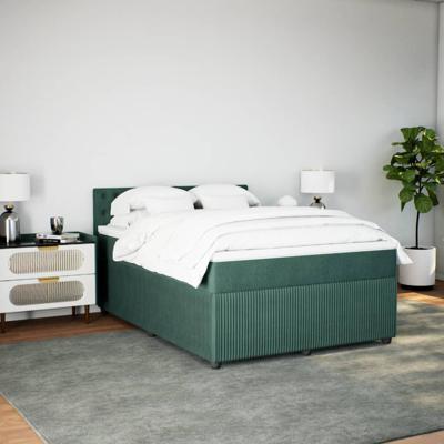 Boxspring met matras fluweel donkergroen 140x190 cm