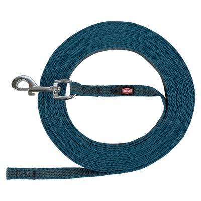 TRIXIE HONDENRIEM SLEEPLIJN MET RUBBER ANTI SLIP PETROL BLAUW L/XL 10 MTR X 1,7 CM