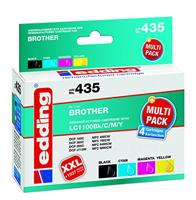 Edding Inktcartridge vervangt Brother LC-1100BK, LC-1100C, LC-1100M, LC-1100Y Compatibel Combipack Zwart, Cyaan, Magenta, Geel EDD-435 18-435 - thumbnail